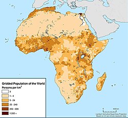 The population density of Africa as of 2000