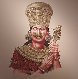 A modern illustration of Minchançaman from the National Museum of Peru.
