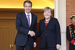 Zapatero with German Chancellor Angela Merkel, 3 February 2011