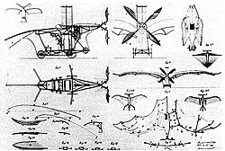 Patent drawings of Clement Ader's Éole.