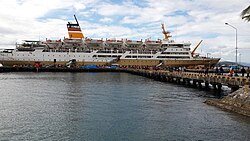 Passenger ship docked in Baubau