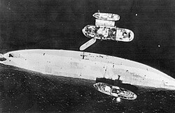 Tirpitz capsized in 1944.