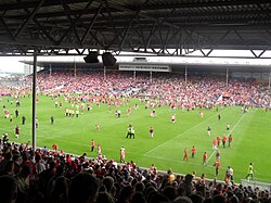 Cork supporters invade the field at Semple Stadium after a game in 2014.