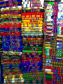 Aguayos of various designs for sale in La Paz