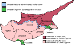 The UN buffer zone is shown in light blue on the map