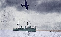 Peruvian Aeronautical Corps aircraft flying over a Peruvian ship during the 1941 war