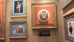 One of the fedoras worn by Michael Jackson when performing the song "Smooth Criminal" on stage. Displayed at Hard Rock Cafe.