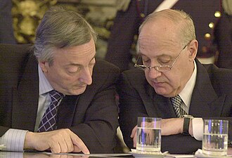 President Néstor Kirchner and Economy Minister Roberto Lavagna, who presented the first debt restructuring offer in 2005