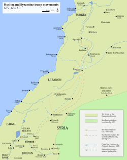 Muslim and Byzantine troop movements before the battle of the Yarmuk