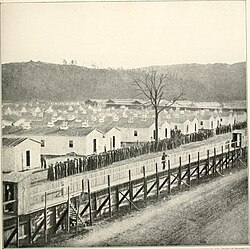 Evening roll-call at Camp Rathburn, circa 1864