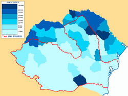 Jewish population per county in Greater Romania, according to the 1930 census