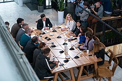 Zelenskyy at the 14-hour press conference in a Kyiv food court, 10 October 2019
