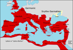Map of the regional languages of the Roman Empire c. 150 AD