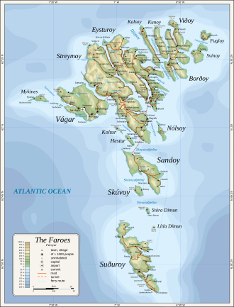 Relief map of the Faroe Islands