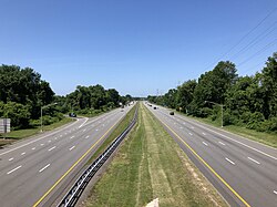 View north along Interstate 295 past U.S. Route 206 in Lawrence Township