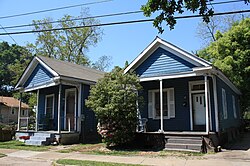 A pair of single shotgun houses, dating to the 1920s, in the Campground Historic District of Mobile, Alabama