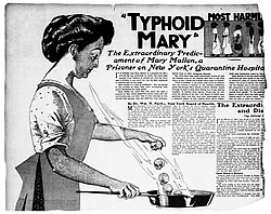 Mary Mallon (a.k.a. Typhoid Mary) was an asymptomatic carrier of typhoid fever. Over the course of her career as a cook, she infected 53 people, three of whom died.