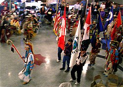 The Eagle Staff leads the Grand Entry