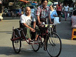 A cycle rickshaw in Yangon