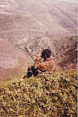 IDF military patrol above the Litani river- south Lebanon, 1987