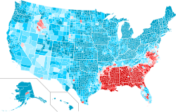This map shows the county swing in the 1964 US presidential election. The 5 Deep South states, along with Northern Florida, had the strongest swings to Republican nominee Barry Goldwater. Note that Texas was the home state of Democratic nominee Lyndon B. Johnson.