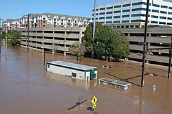 Flooding in Conshohocken, Pennsylvania on September 2, 2021
