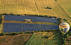 Solar array of a solar farm with a few thousand solar modules on the island of Mallorca, Spain