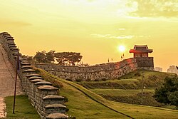 The wall of Hwaseong Fortress