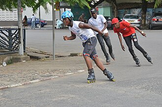 Inline skaters in Douala, Cameroon, 2010