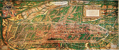 A "bird's-eye view" plan of western Augsburg, 1521