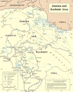 The Line of Control between India and Pakistan agreed in the Simla Agreement (UN Map)