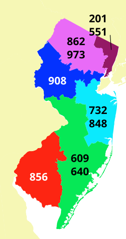 New Jersey's telephone area codes