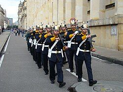The Colombian presidential guard changing the guard