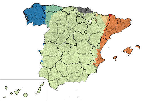 The vernacular languages of Spain (simplified) Spanish official; spoken all over the country Aragonese, recognised but not official