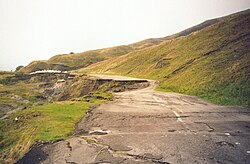 Mam Tor road destroyed by subsidence and shear, near Castleton, Derbyshire