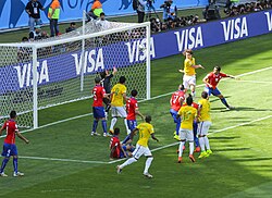 Bravo in action against Brazil at the 2014 World Cup