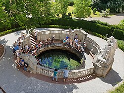 The symbolical source of the Danube in Donaueschingen: the source of the Donaubach (Danube Brook), which flows into the Brigach.