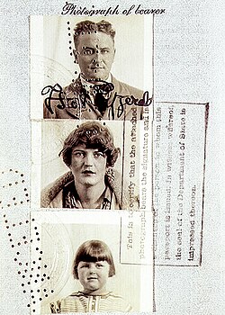 Passport photos of the Fitzgeralds, 1923