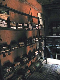 Qur'an collection in a library in Chinguetti