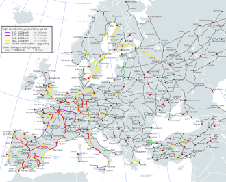Operational high-speed lines in Europe
