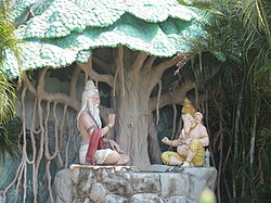 Modern depiction of Vyasa narrating the Mahabharata to Ganesha at the Murudeshwara temple, Karnataka.