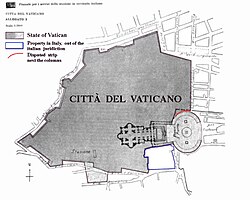 A map of Vatican City, as established by the Lateran Treaty (1929)