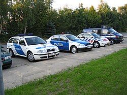 Hungarian, Estonian, Dutch, and Polish police cars in 2003