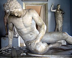 The Dying Galatian was a famous statue commissioned some time between 230 and 220 BC by King Attalos I of Pergamon to honor his victory over the Celtic Galatians in Anatolia. Roman marble copy of a Hellenistic work of the late 3rd century BC, at the Capitoline Museums, Rome.