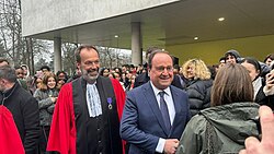 Former President Hollande at Créteil University in March 2024