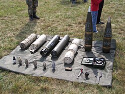 Modern artillery ammunition. Caliber 155 mm as used by the PzH 2000