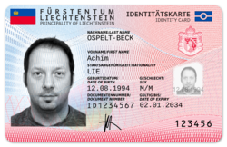 Current Liechtensteiner identity document