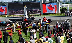 Arrival of Elizabeth II at the 2010 Queen's Plate (later renamed King's Plate upon the accession of her son Charles III) at Woodbine Racetrack
