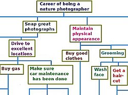 Career-oriented purposes can be diagrammed using a hierarchy describing how less important actions support a larger goal.