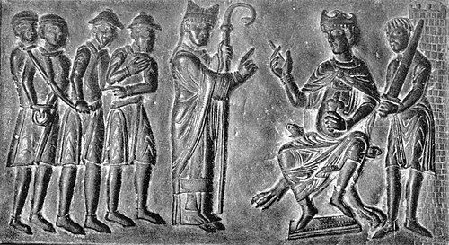 Adalbert of Prague pleads with Boleslaus II, Duke of Bohemia for the release of slaves.